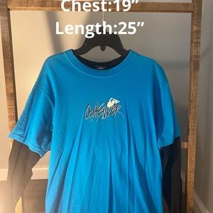 Vintage Quicksilver Shirt Sewn Long Sleeve Mens Small Rare Two-Tone Black/Blue